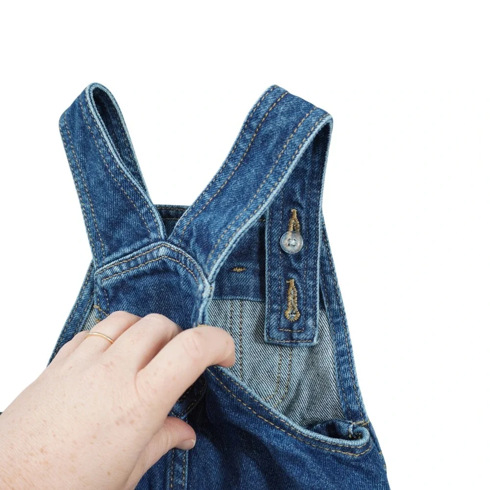 Old Navy Workwear 100%‎ Cotton Baby Denim Overalls Medium Wash Blue 6-12 Months
